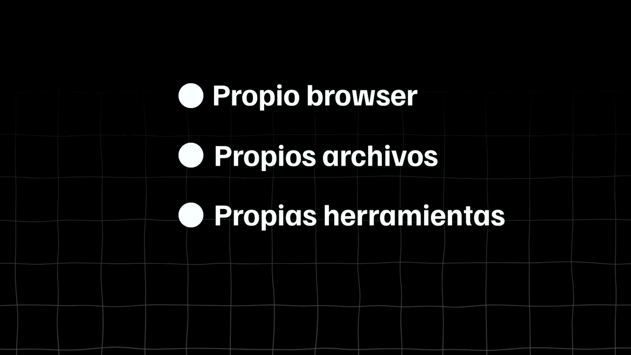 Gráfico del video con navegador, archivos y herramientas como partes del entorno de un agente